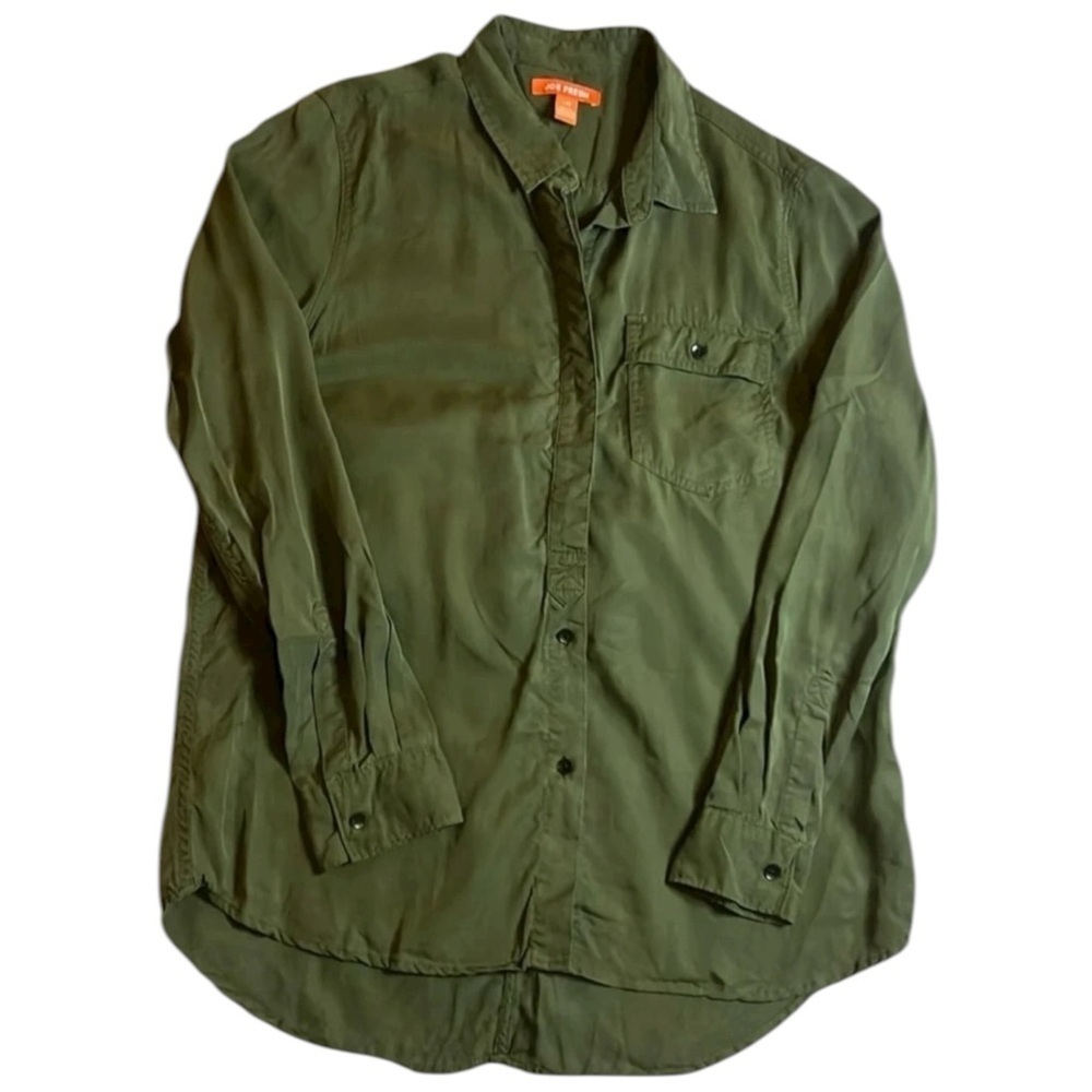 100% Lyocell ultra soft Army Green Button Down Blouse